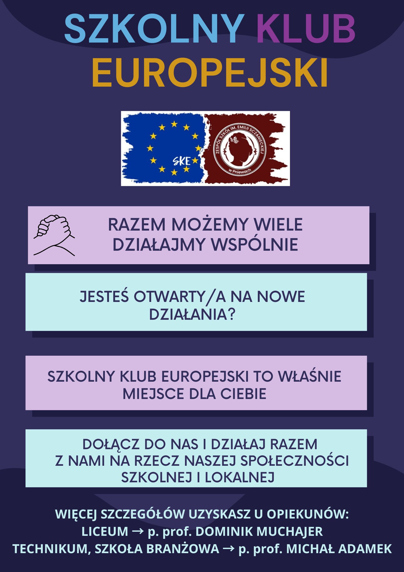 Szkolny Klub Europejski zaprasza do współpracy nowoprzyjętych uczniów.